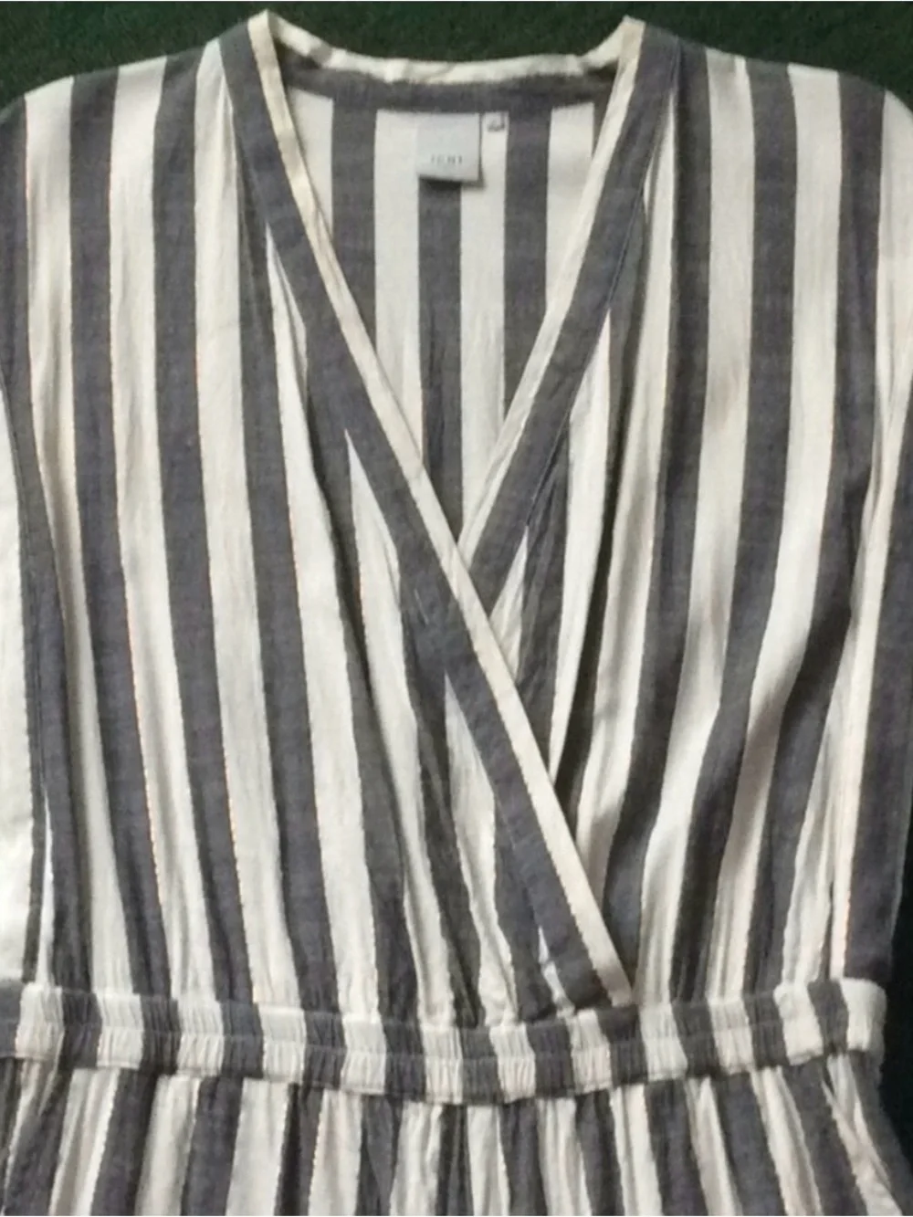 ICHI Jumpsuit Gray White Gold Stripes Size Medium 38